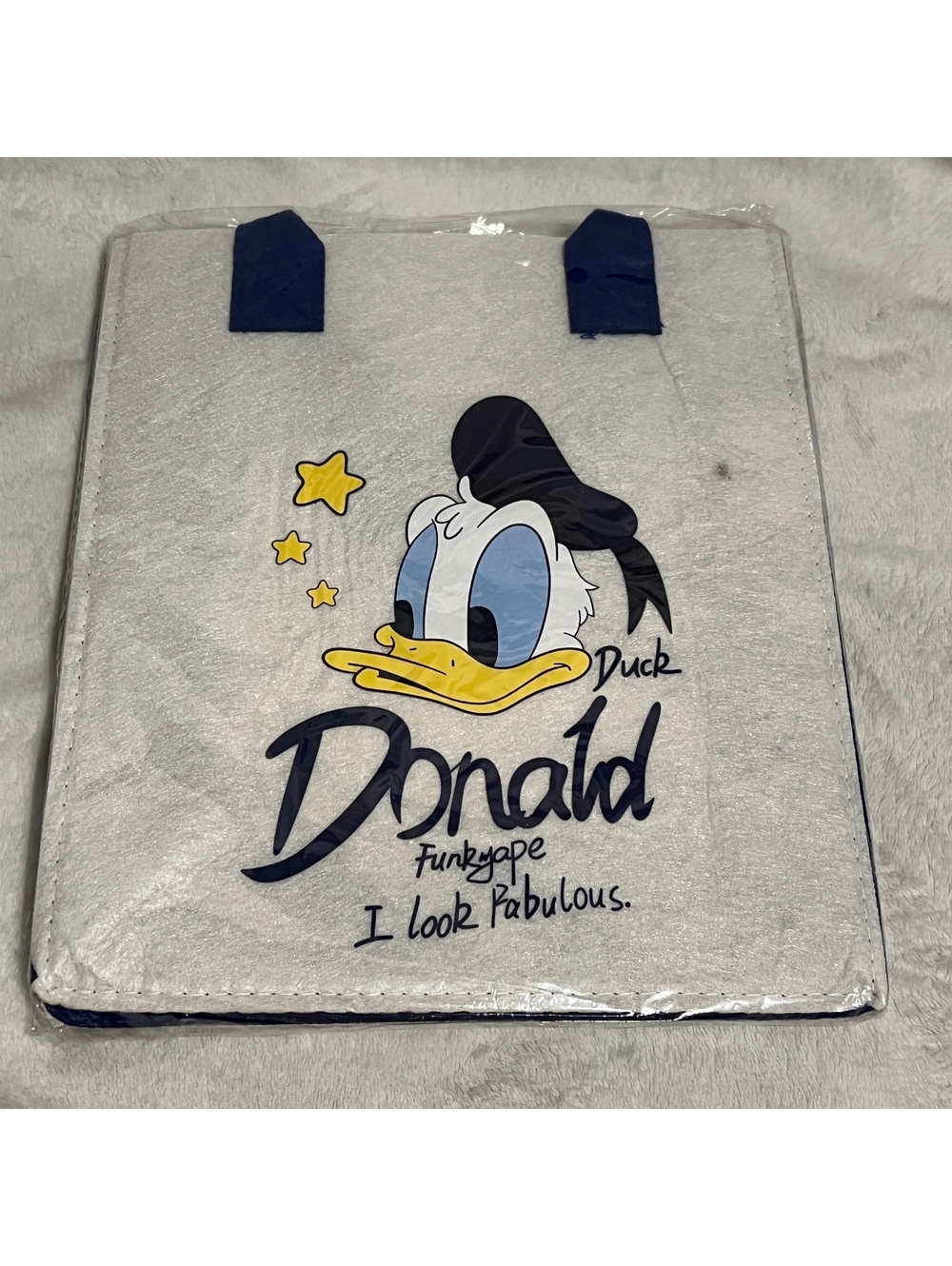 Donald Duck White Felt Tote Bag